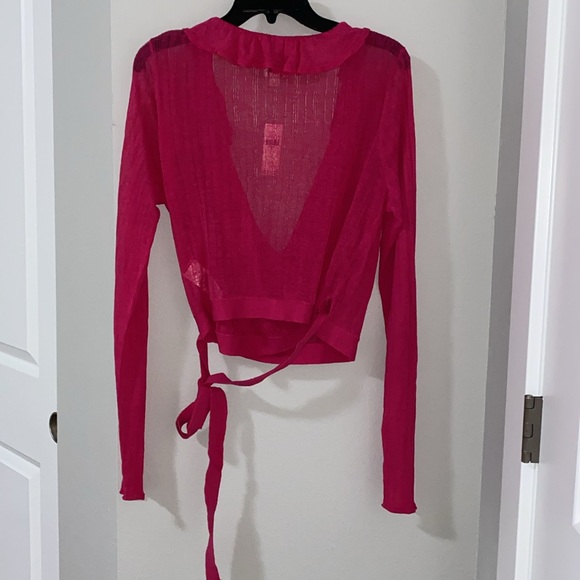 Maeve By Anthropologie Linen Ruffled Wrap Cardigan Sweater - Picture 9 of 10